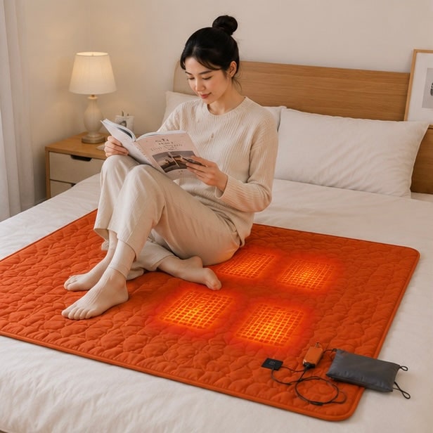 USB Powered Heated Camping Sleeping Pad with Multiple Heating Zones and Quilted Fabric