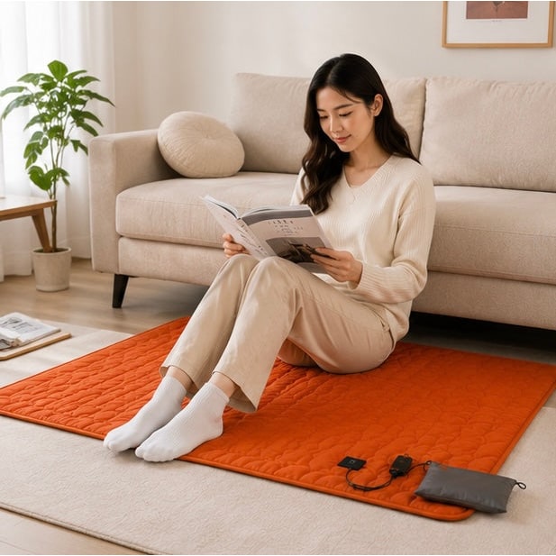 USB Powered Heated Camping Sleeping Pad with Multiple Heating Zones and Quilted Fabric