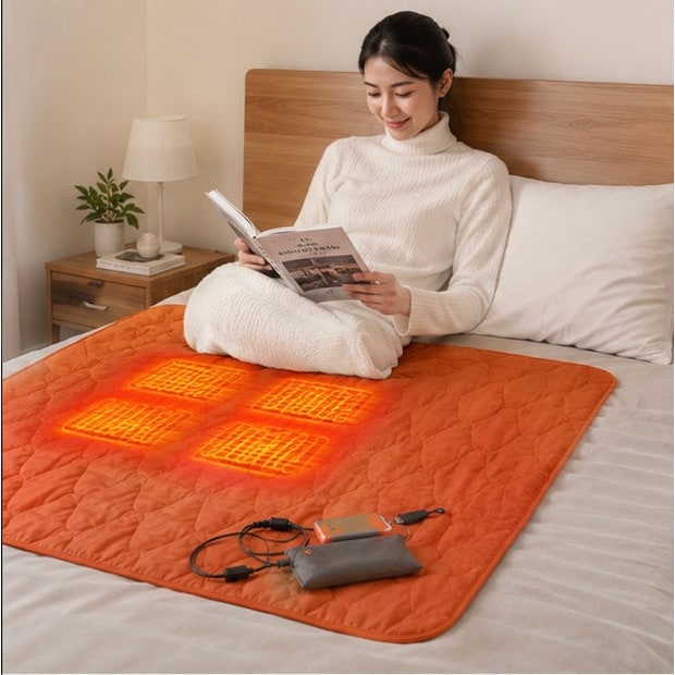 USB Powered Heated Camping Sleeping Pad with Multiple Heating Zones and Quilted Fabric