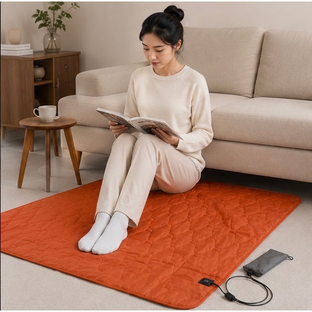 USB Powered Heated Camping Sleeping Pad with Multiple Heating Zones and Quilted Fabric