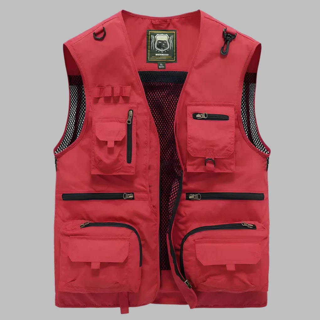 Utility Vest with Multiple Pockets and Mesh Lining for Fishing Travel and Work Lightweight