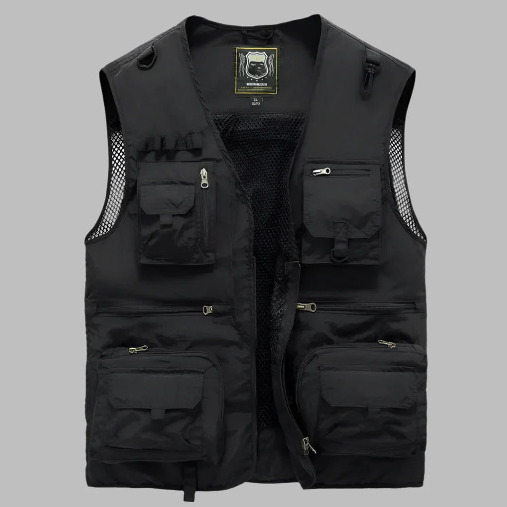 Utility Vest with Multiple Pockets and Mesh Lining for Fishing Travel and Work Lightweight