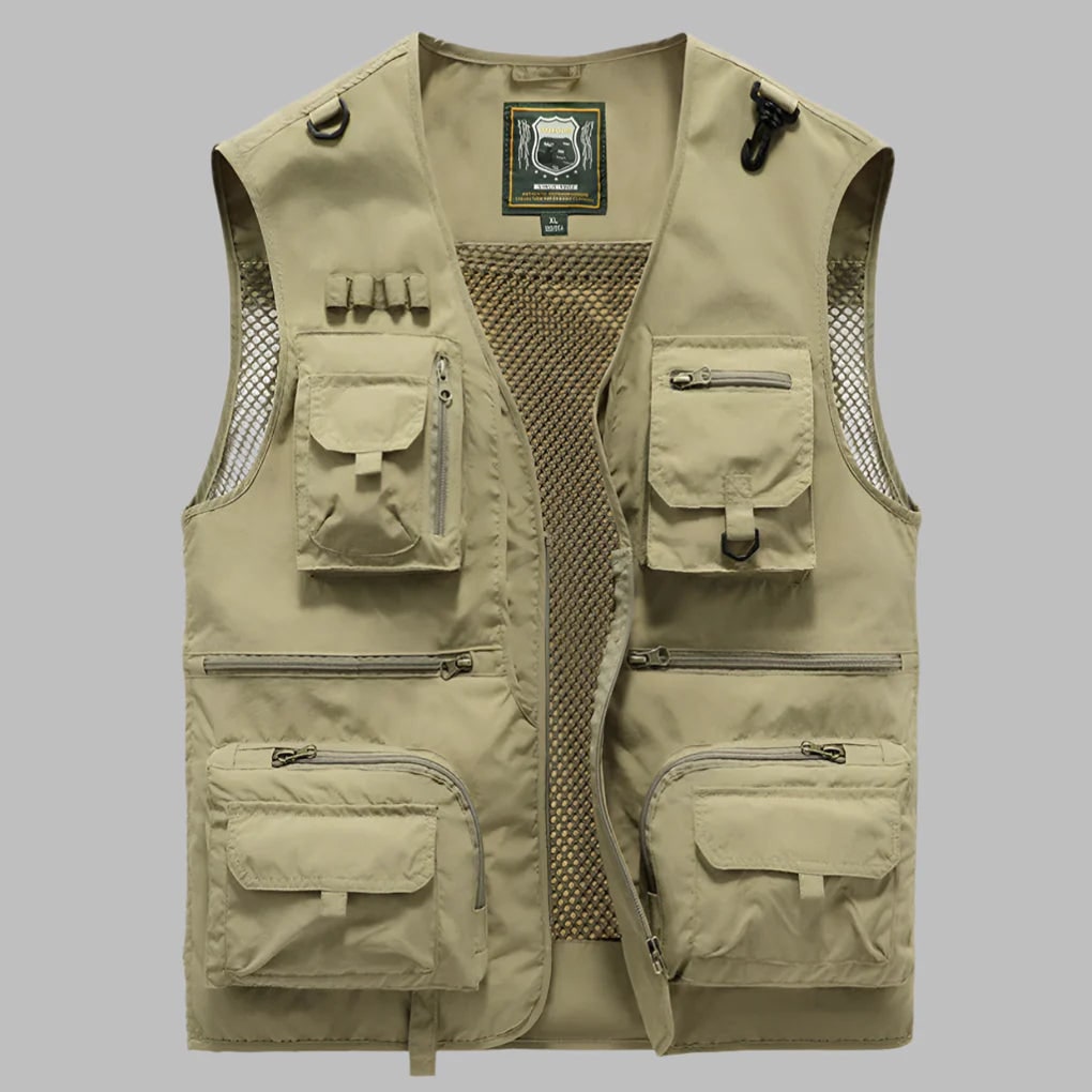 Utility Vest with Multiple Pockets and Mesh Lining for Fishing Travel and Work Lightweight