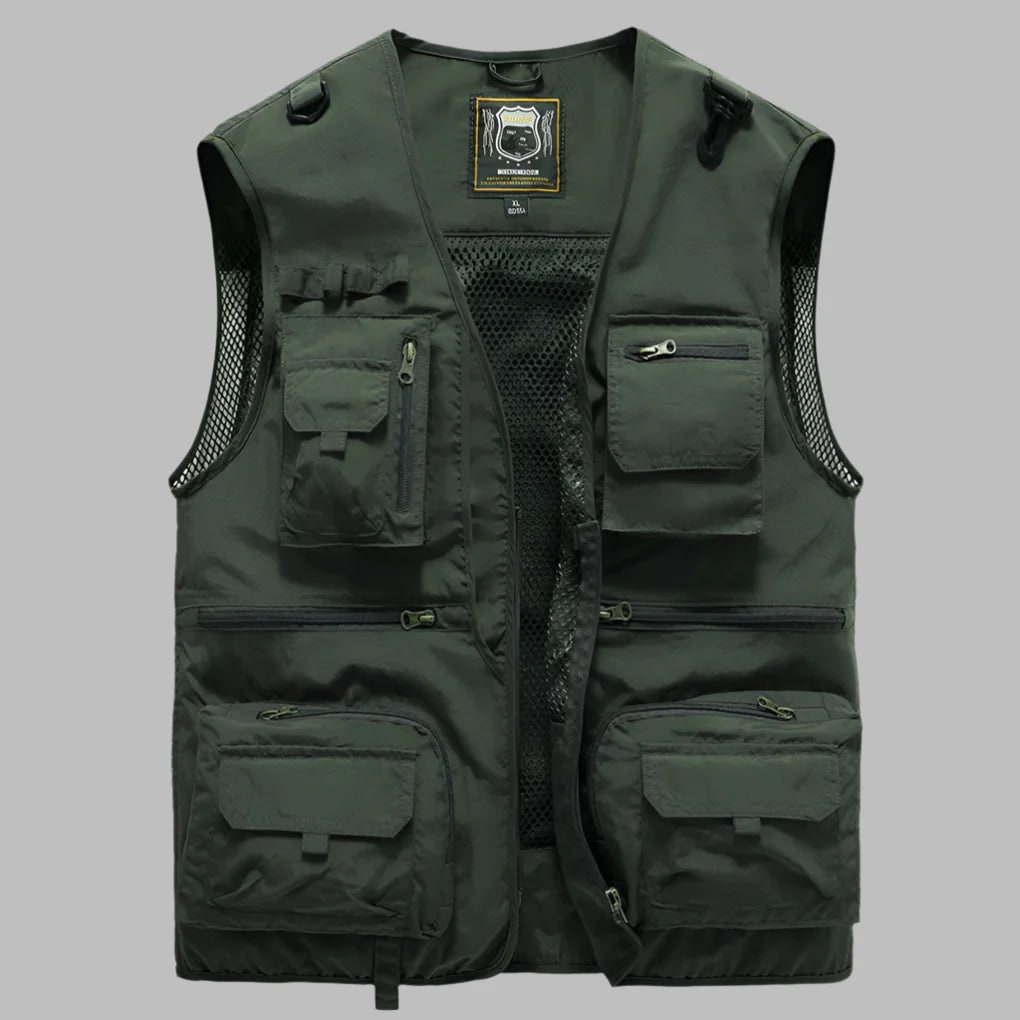 Utility Vest with Multiple Pockets and Mesh Lining for Fishing Travel and Work Lightweight
