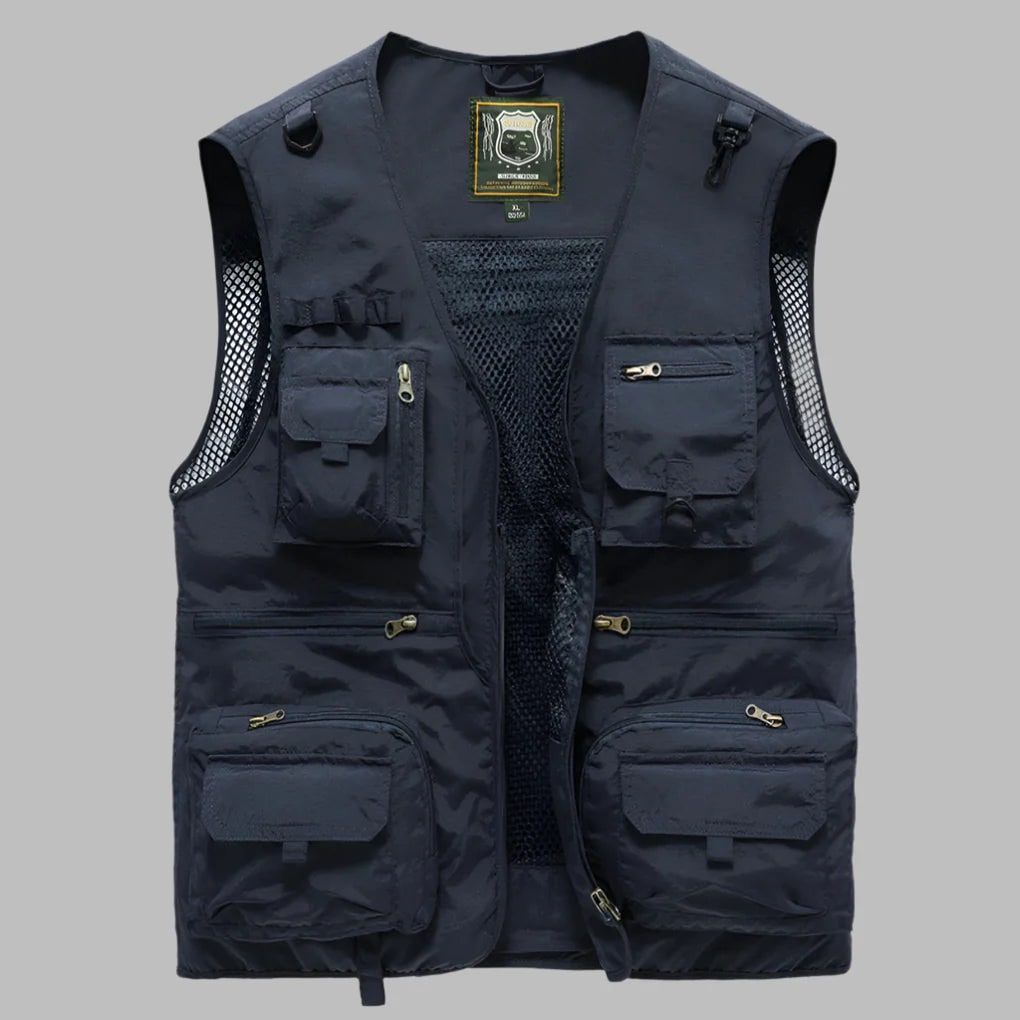 Utility Vest with Multiple Pockets and Mesh Lining for Fishing Travel and Work Lightweight