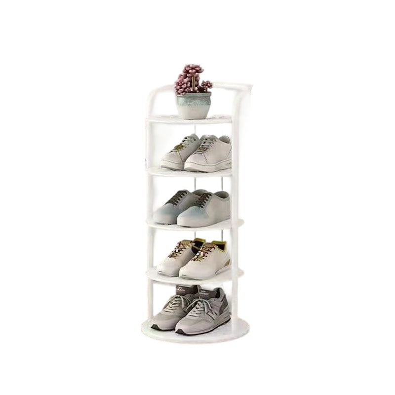 Vertical Shoe Rack and Storage with Metal Frame Freestanding Multi-Tier Round Shelves