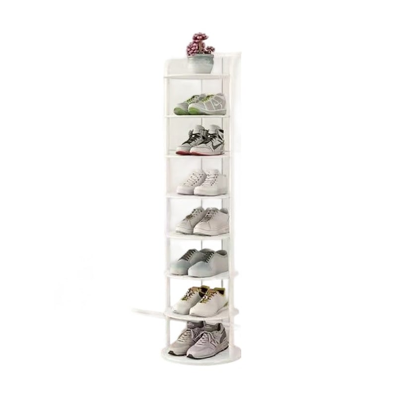 Vertical Shoe Rack and Storage with Metal Frame Freestanding Multi-Tier Round Shelves