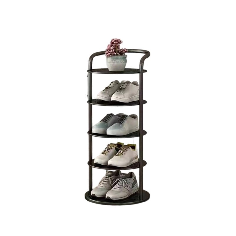 Vertical Shoe Rack and Storage with Metal Frame Freestanding Multi-Tier Round Shelves