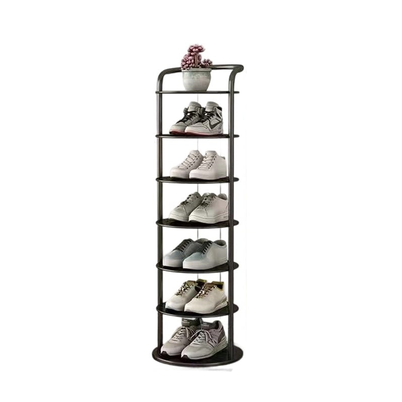 Vertical Shoe Rack and Storage with Metal Frame Freestanding Multi-Tier Round Shelves