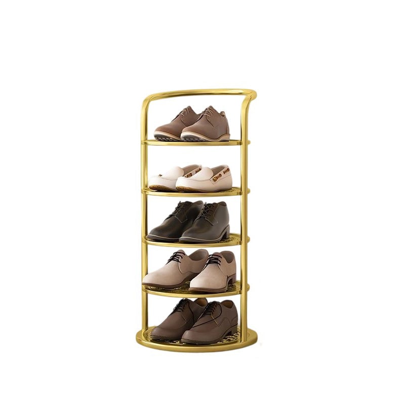 Vertical Shoe Rack and Storage with Metal Frame Freestanding Multi-Tier Round Shelves