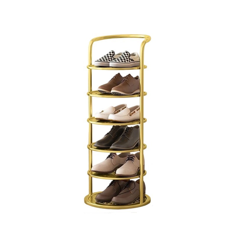 Vertical Shoe Rack and Storage with Metal Frame Freestanding Multi-Tier Round Shelves