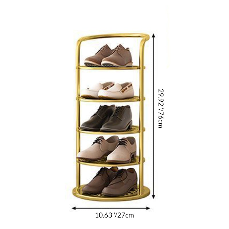 Vertical Shoe Rack and Storage with Metal Frame Freestanding Multi-Tier Round Shelves