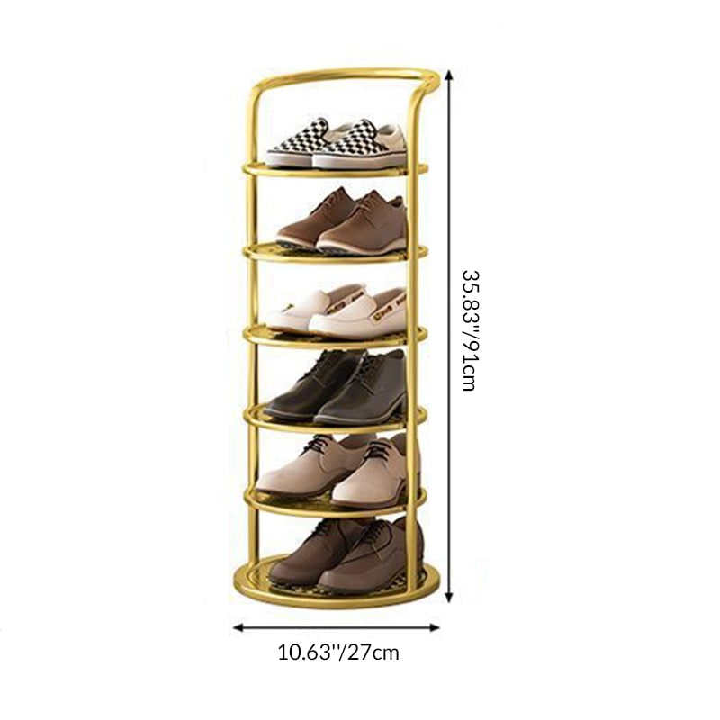 Vertical Shoe Rack and Storage with Metal Frame Freestanding Multi-Tier Round Shelves