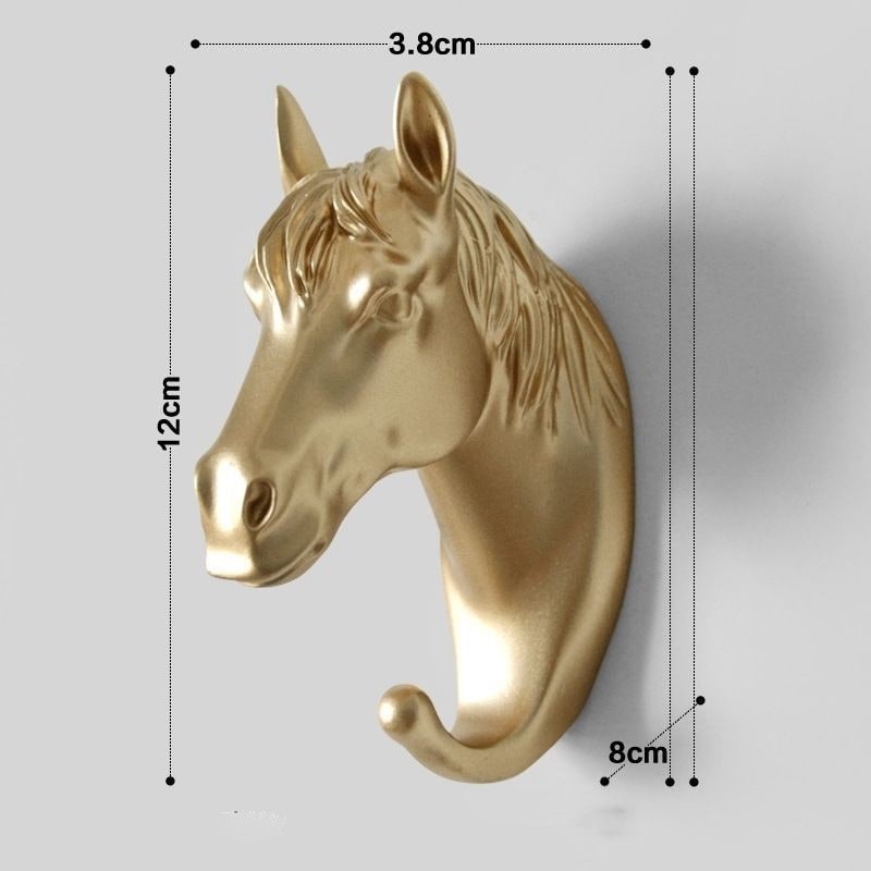 Wall Hook Key Hanger and Ring Holder with Resin Animal Head Design and No-Drill Mounting