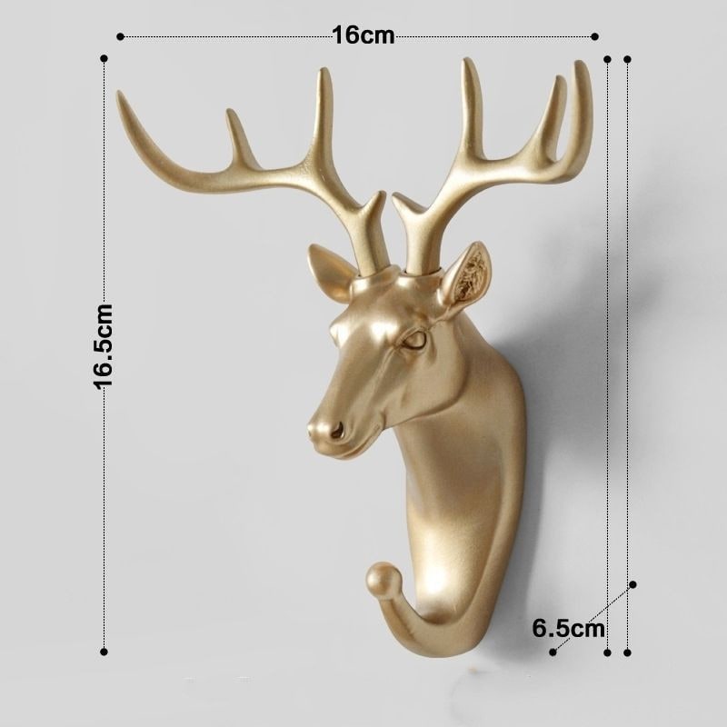 Wall Hook Key Hanger and Ring Holder with Resin Animal Head Design and No-Drill Mounting