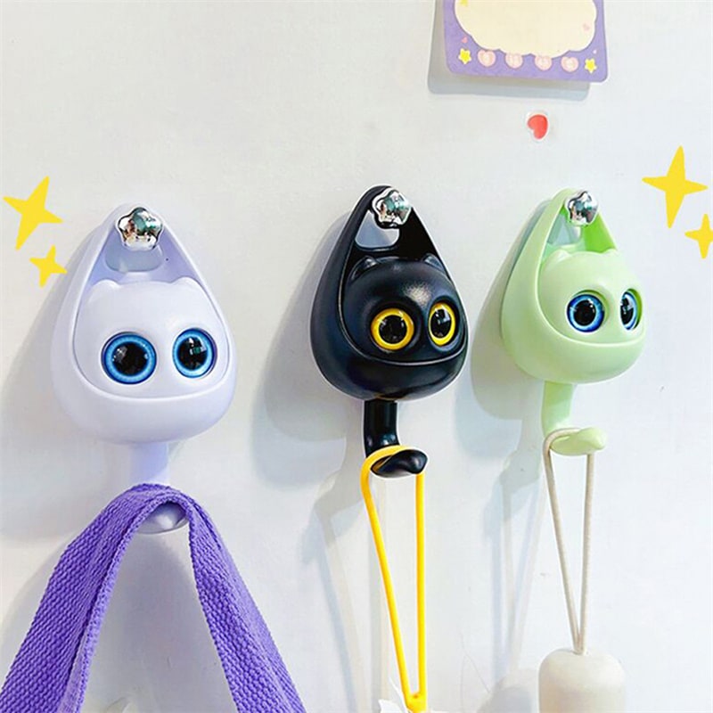 Wall Hooks with Adhesive Backing Winking Cat Coat for Mounted Decoration Key and Hat for Home