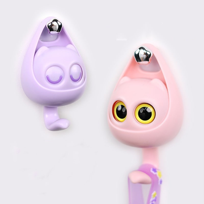 Wall Hooks with Adhesive Backing Winking Cat Coat for Mounted Decoration Key and Hat for Home