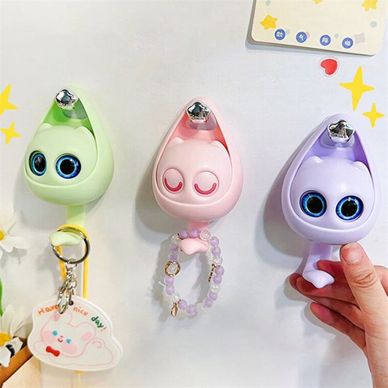 Wall Hooks with Adhesive Backing Winking Cat Coat for Mounted Decoration Key and Hat for Home