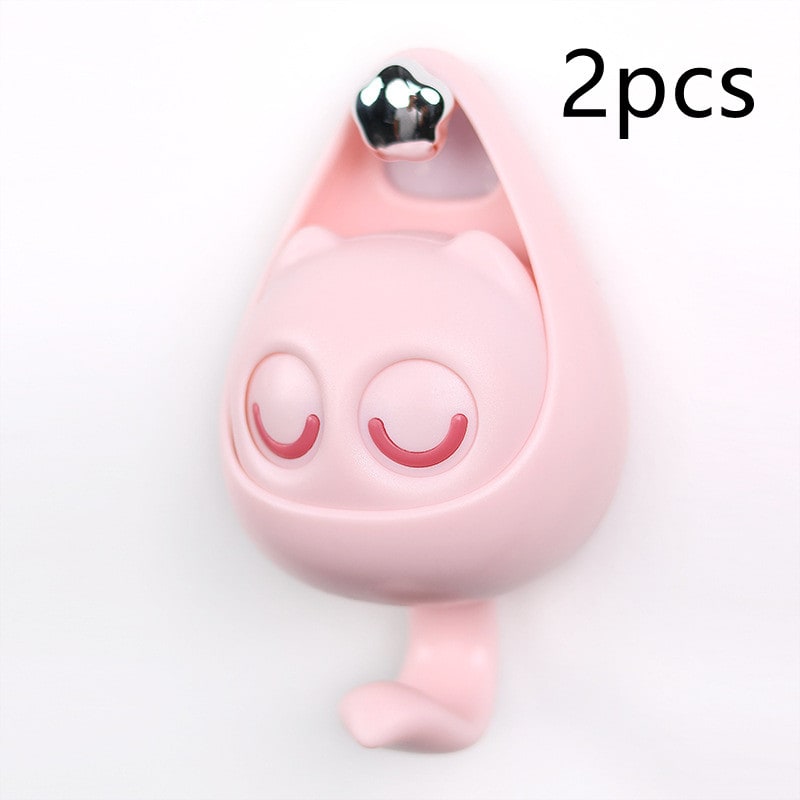 Wall Hooks with Adhesive Backing Winking Cat Coat for Mounted Decoration Key and Hat for Home