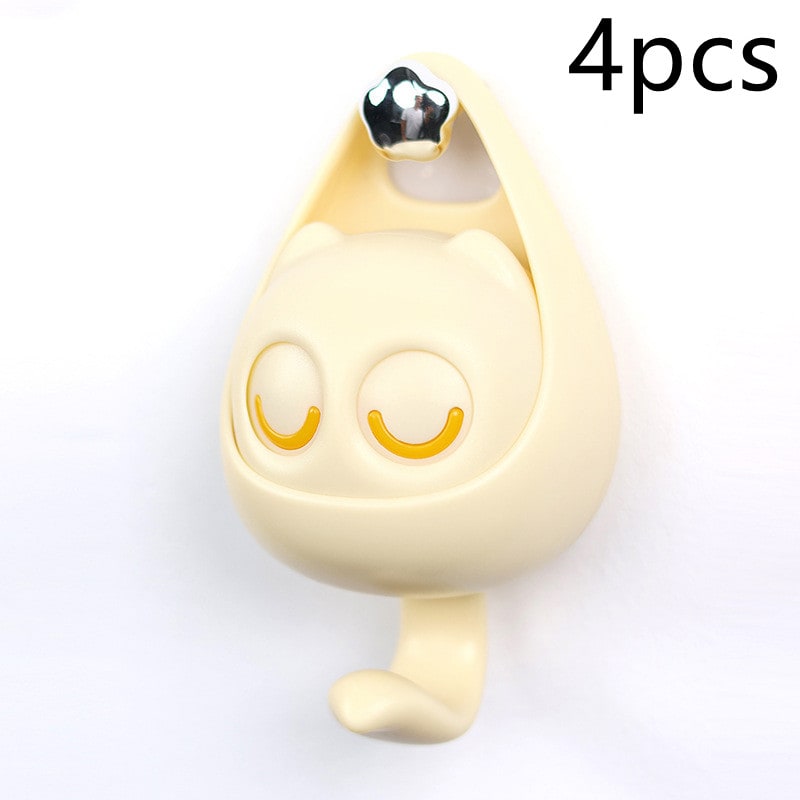 Wall Hooks with Adhesive Backing Winking Cat Coat for Mounted Decoration Key and Hat for Home