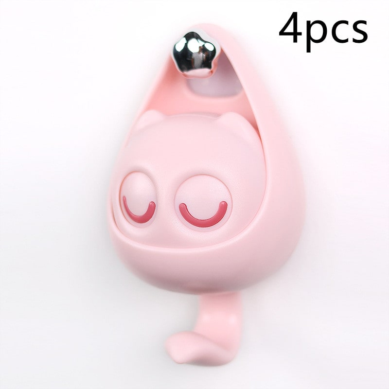Wall Hooks with Adhesive Backing Winking Cat Coat for Mounted Decoration Key and Hat for Home
