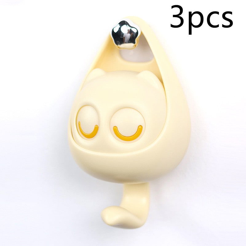 Wall Hooks with Adhesive Backing Winking Cat Coat for Mounted Decoration Key and Hat for Home