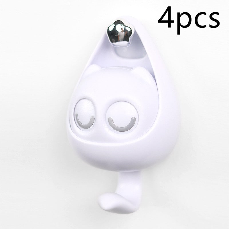 Wall Hooks with Adhesive Backing Winking Cat Coat for Mounted Decoration Key and Hat for Home