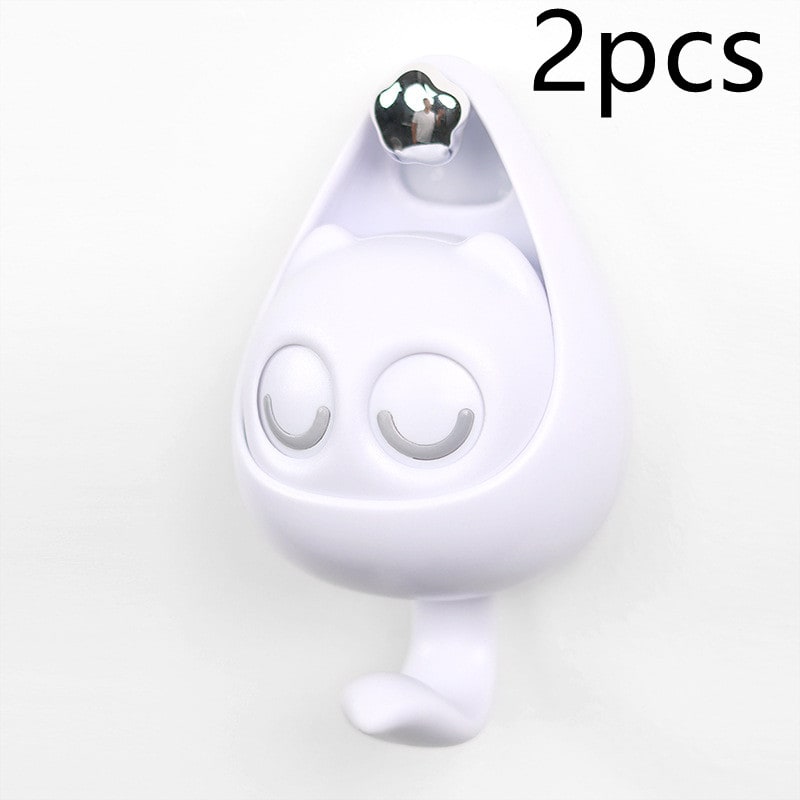 Wall Hooks with Adhesive Backing Winking Cat Coat for Mounted Decoration Key and Hat for Home