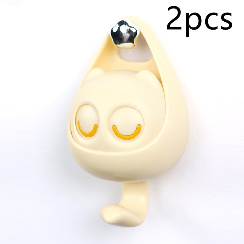 Wall Hooks with Adhesive Backing Winking Cat Coat for Mounted Decoration Key and Hat for Home