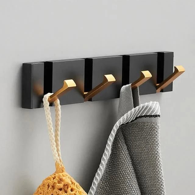 Wall Mounted Modern Folding Coat Rack with Retractable Hooks Space Saving