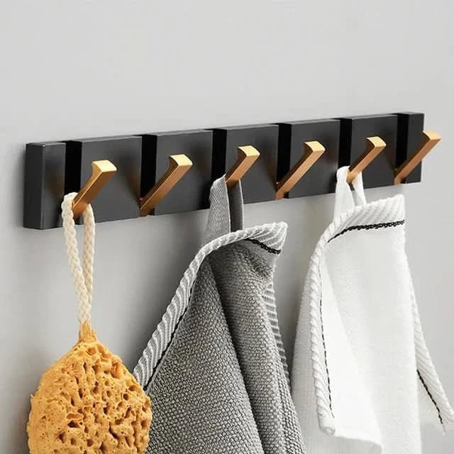 Wall Mounted Modern Folding Coat Rack with Retractable Hooks Space Saving