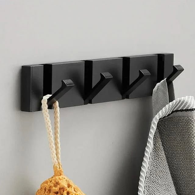 Wall Mounted Modern Folding Coat Rack with Retractable Hooks Space Saving