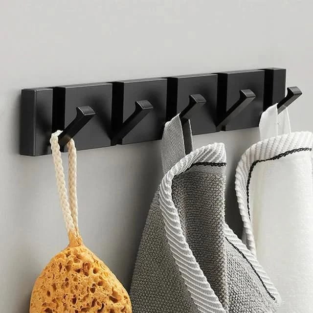 Wall Mounted Modern Folding Coat Rack with Retractable Hooks Space Saving