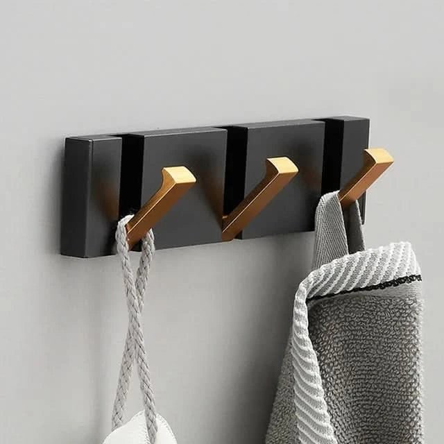 Wall Mounted Modern Folding Coat Rack with Retractable Hooks Space Saving