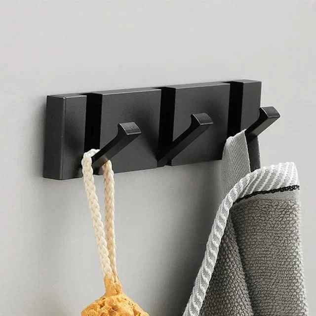 Wall Mounted Modern Folding Coat Rack with Retractable Hooks Space Saving