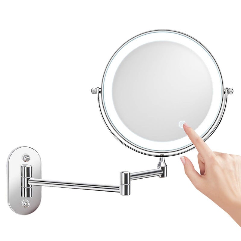 Wall Mounted Vanity Mirror for Makeup with LED Lights 10x Magnification and Folding Arm