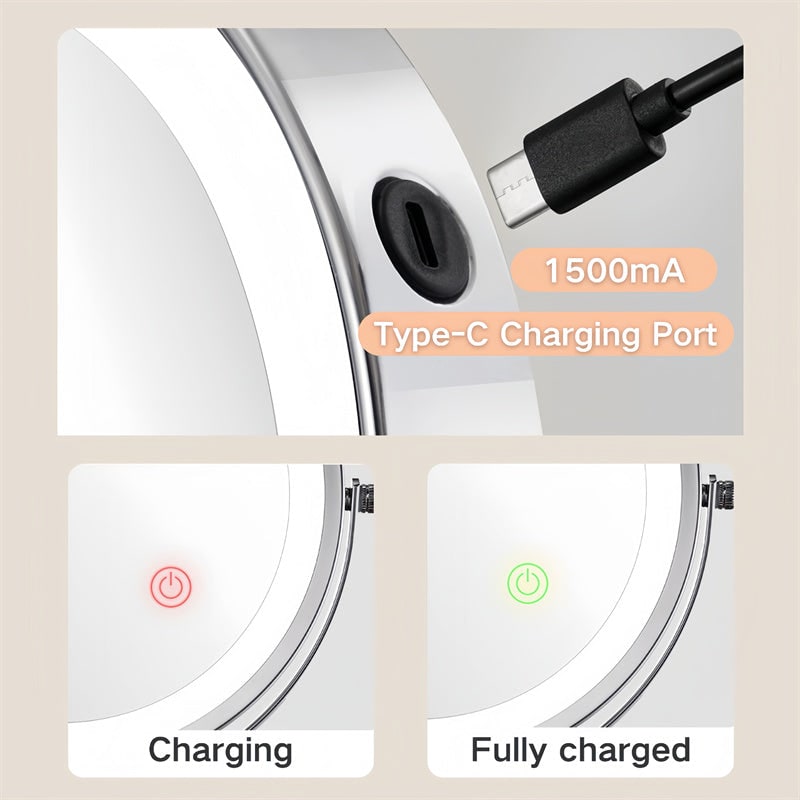 Wall Mounted Vanity Mirror for Makeup with LED Lights 10x Magnification and Folding Arm