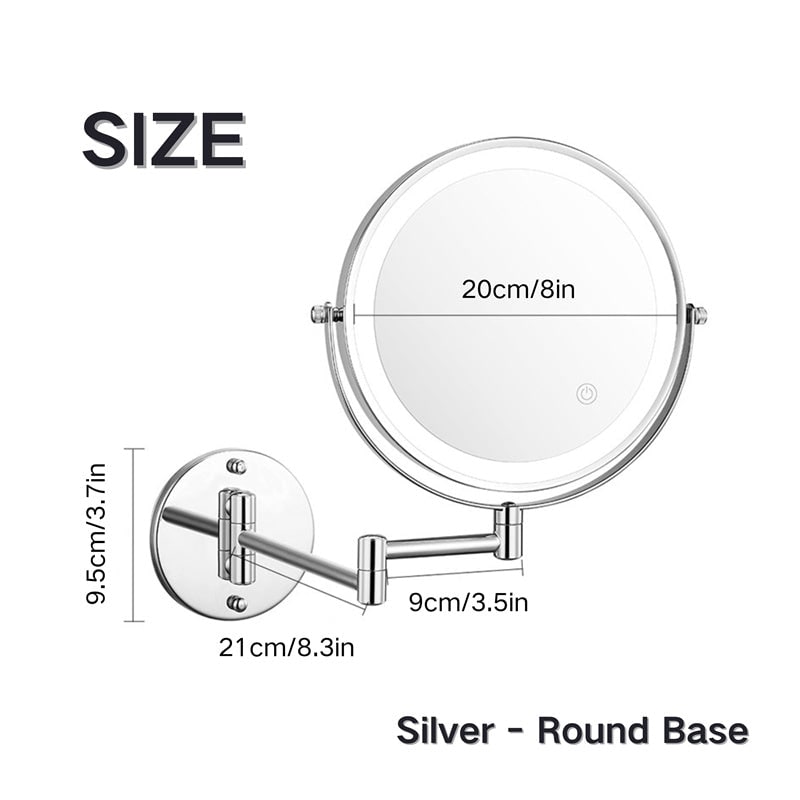 Wall Mounted Vanity Mirror for Makeup with LED Lights 10x Magnification and Folding Arm