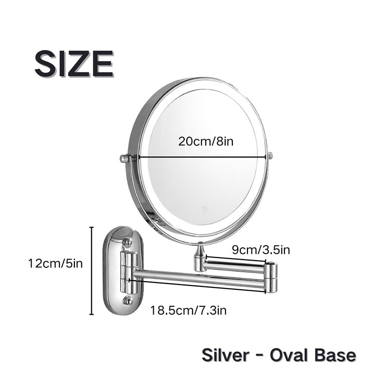 Wall Mounted Vanity Mirror for Makeup with LED Lights 10x Magnification and Folding Arm