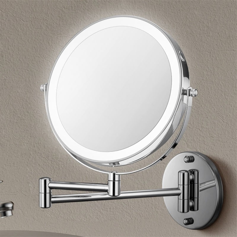 Wall Mounted Vanity Mirror for Makeup with LED Lights 10x Magnification and Folding Arm