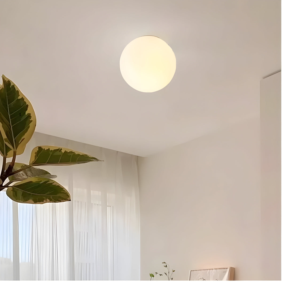 Flush Mount Globe Wall Sconce with Frosted Glass Modern Minimalist Design