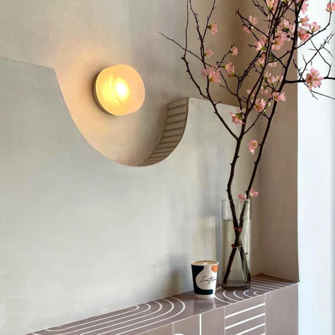 Round LED Wall Sconce with Acrylic Diffuser Flush Mount Bedroom Light