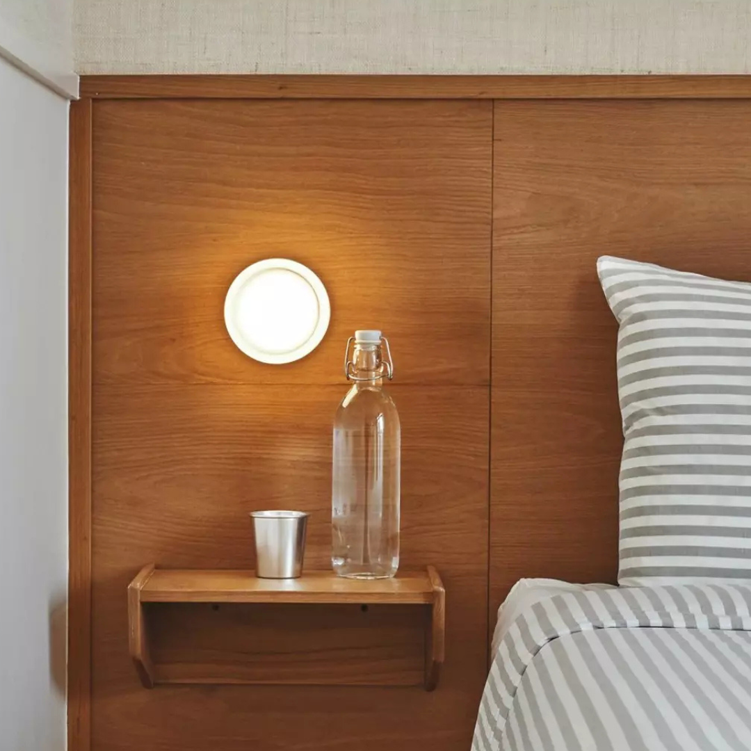 Round LED Wall Sconce with Acrylic Diffuser Flush Mount Bedroom Light