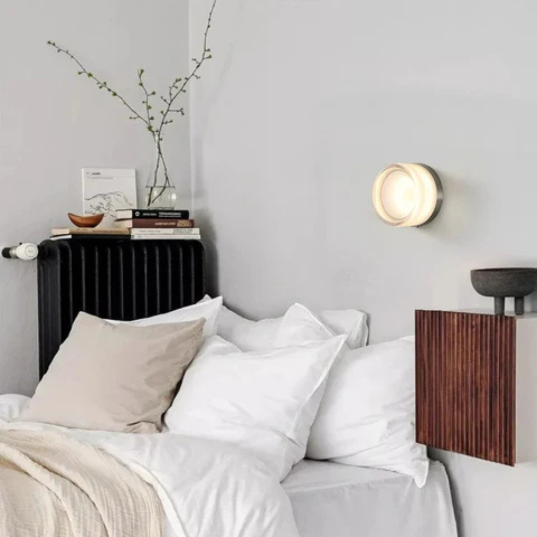 Round LED Wall Sconce with Acrylic Diffuser Flush Mount Bedroom Light