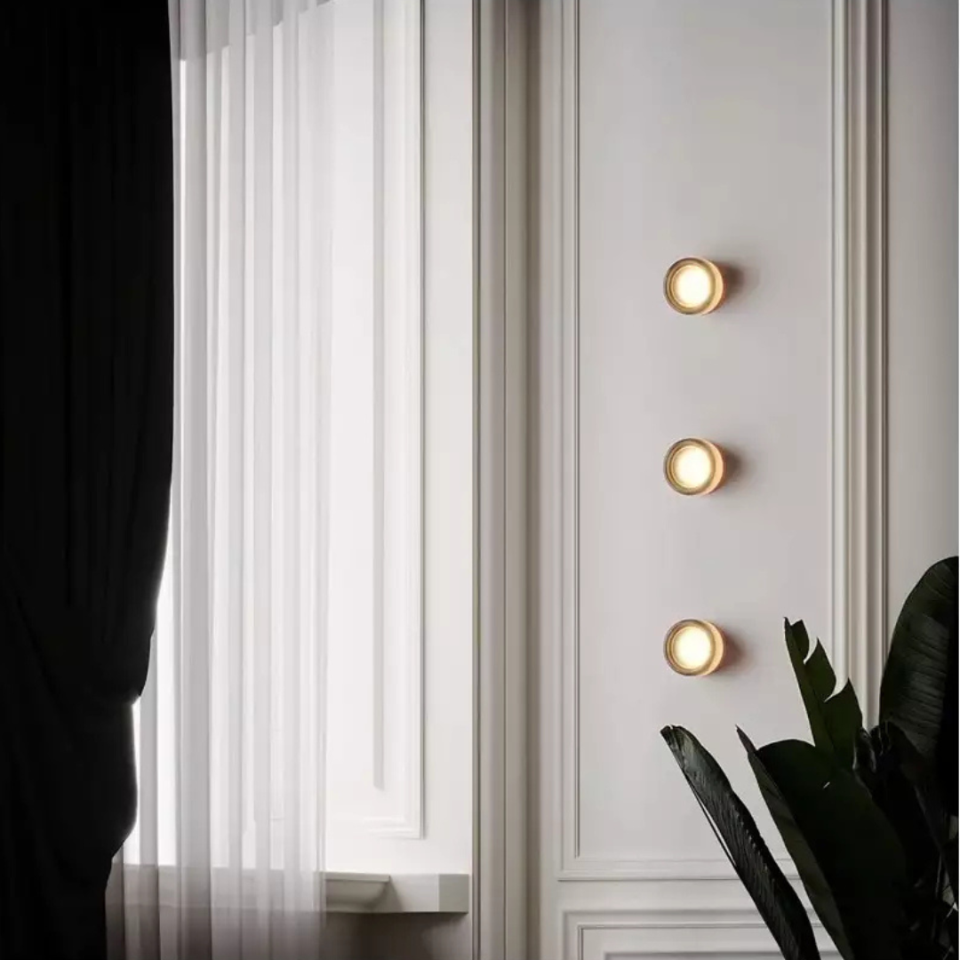 Round LED Wall Sconce with Acrylic Diffuser Flush Mount Bedroom Light