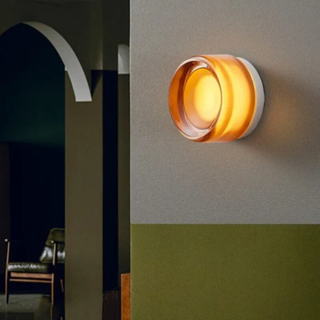 Round LED Wall Sconce with Acrylic Diffuser Flush Mount Bedroom Light