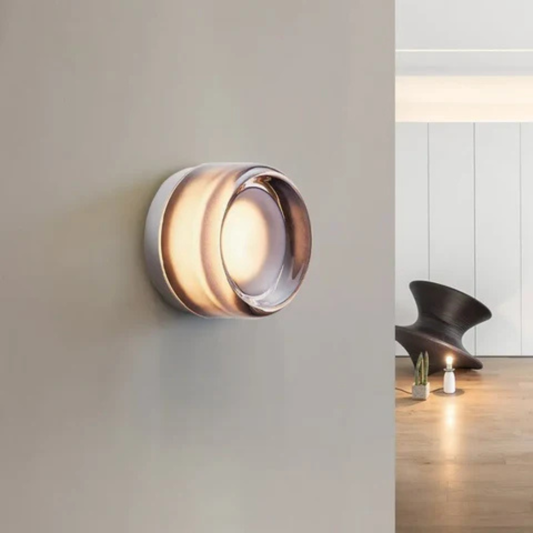 Round LED Wall Sconce with Acrylic Diffuser Flush Mount Bedroom Light
