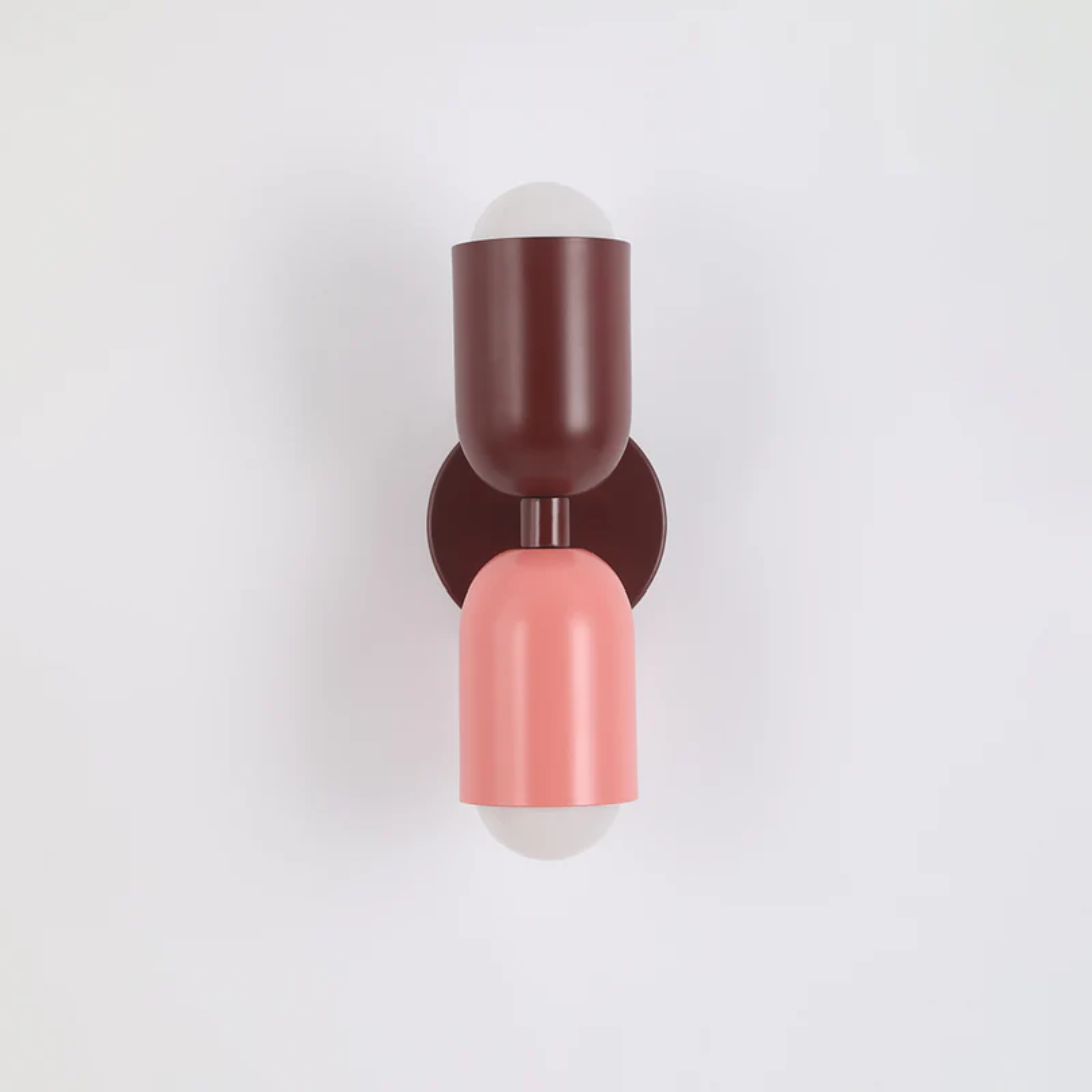 Wall Sconce Light with Dual Up and Down LED Lighting and Color-Blocked Design