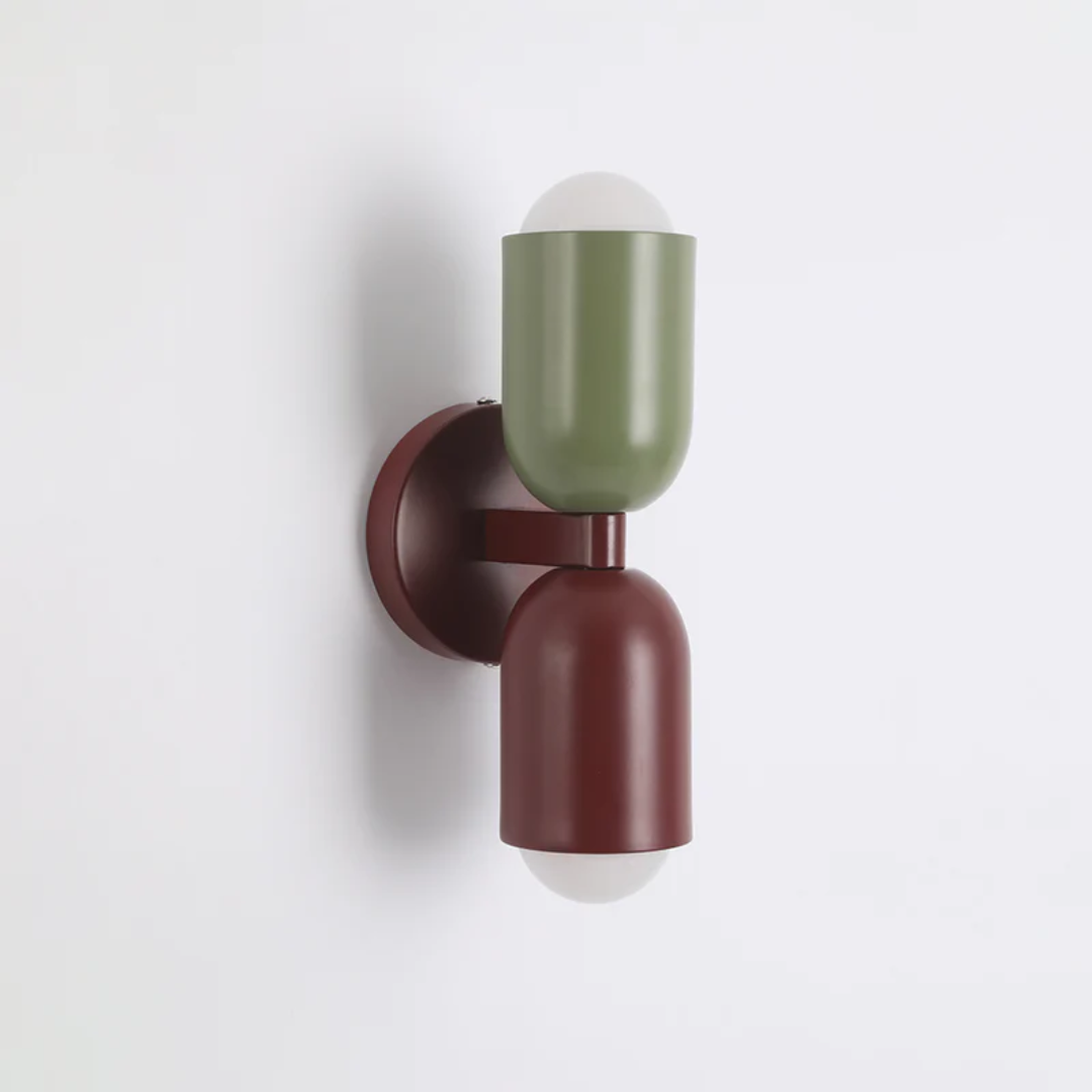 Wall Sconce Light with Dual Up and Down LED Lighting and Color-Blocked Design