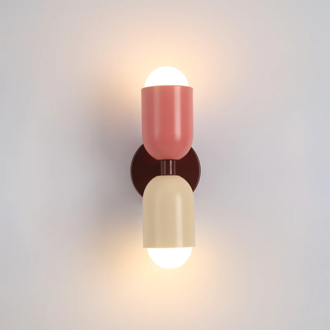 Wall Sconce Light with Dual Up and Down LED Lighting and Color-Blocked Design
